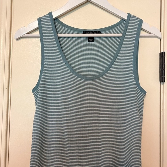 St John Striped Scoop Neck Tank Top Shell - Picture 2 of 5